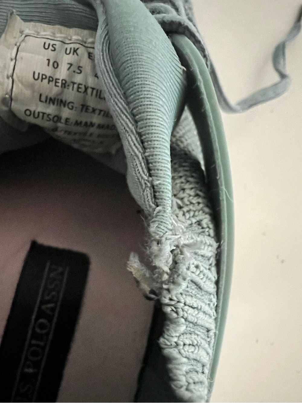 U.S. Polo Assn. Olive Gray Knit Slip-On Sneakers White Sole Women’s Size 10 - Picture 7 of 7